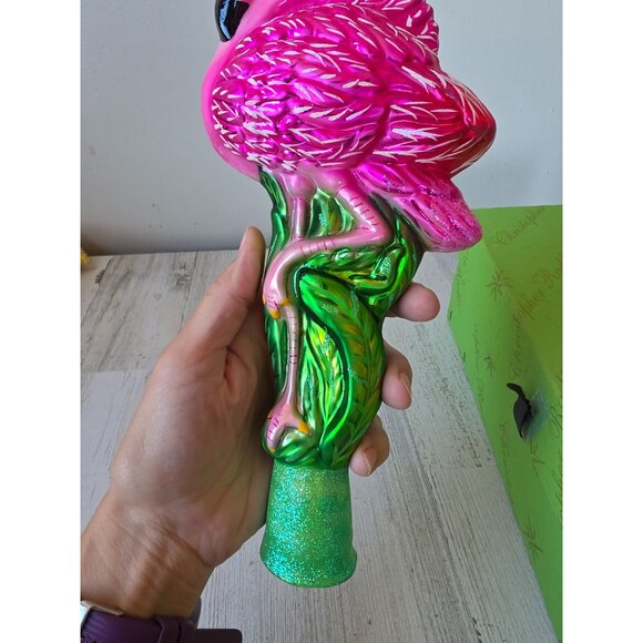 Radko flamingo finial Miami pink bird rare Master Craftsman glitter pink tropica - Picture 3 of 15